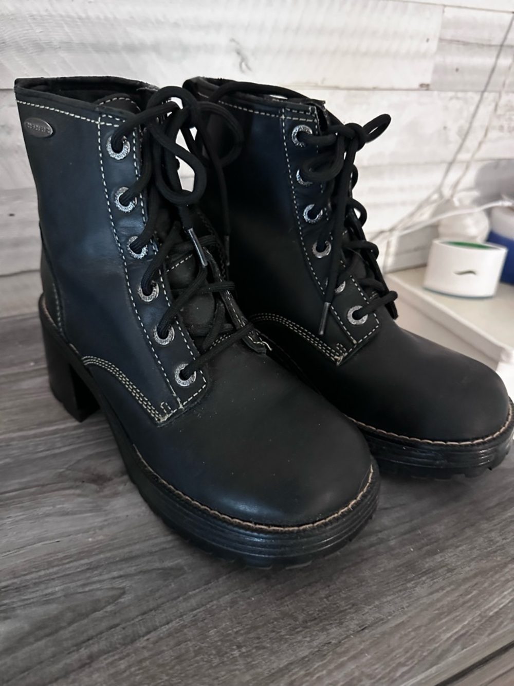 Skechers Black Lace-Up Platform Ankle Boots